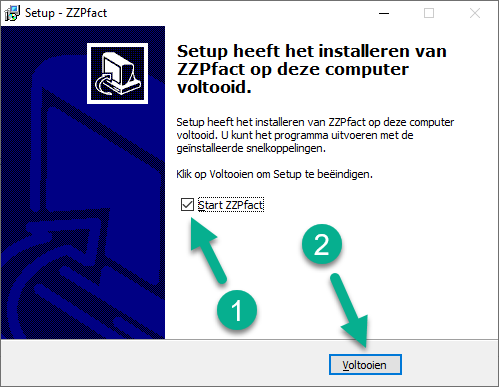 Installatie ZZPfact - Installeren stap 5